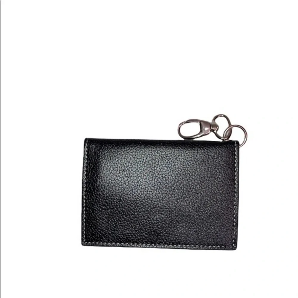 Levenger black leather mini card wallet